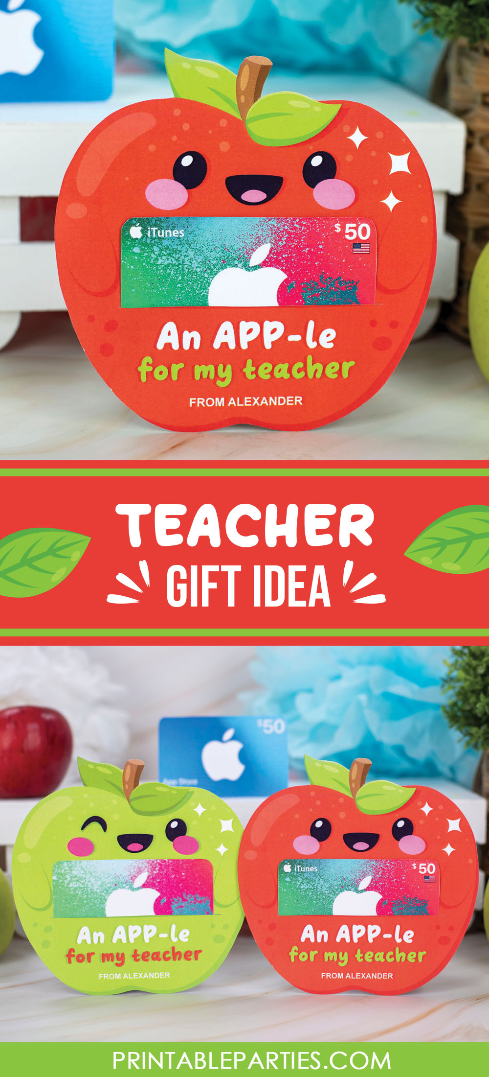 teacher appreciation gift- apple gift card holder